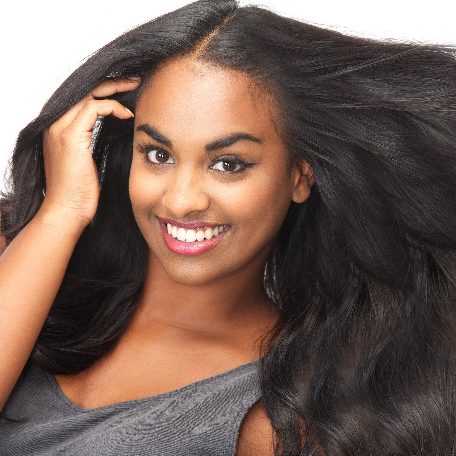 Image of woman wearing the luxe straight collection