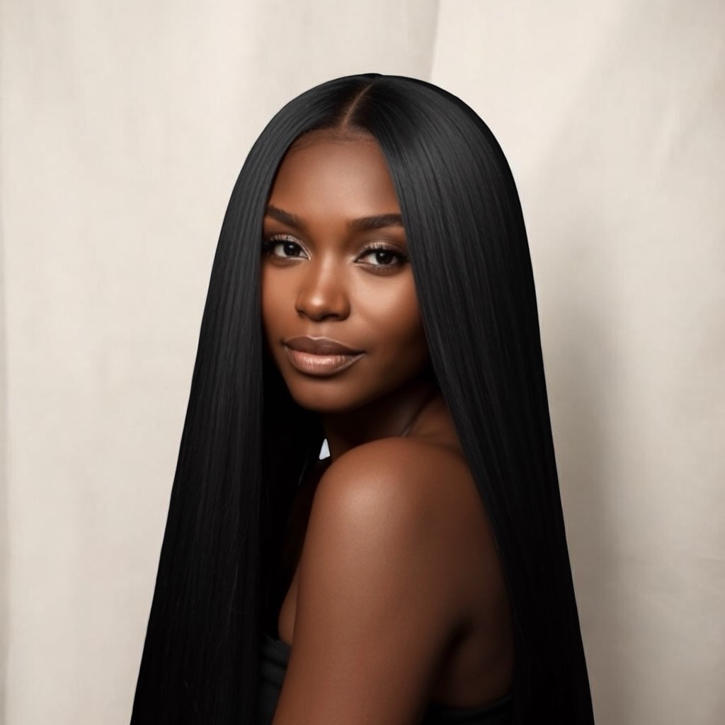 Image of woman wearing the luxe straight collection