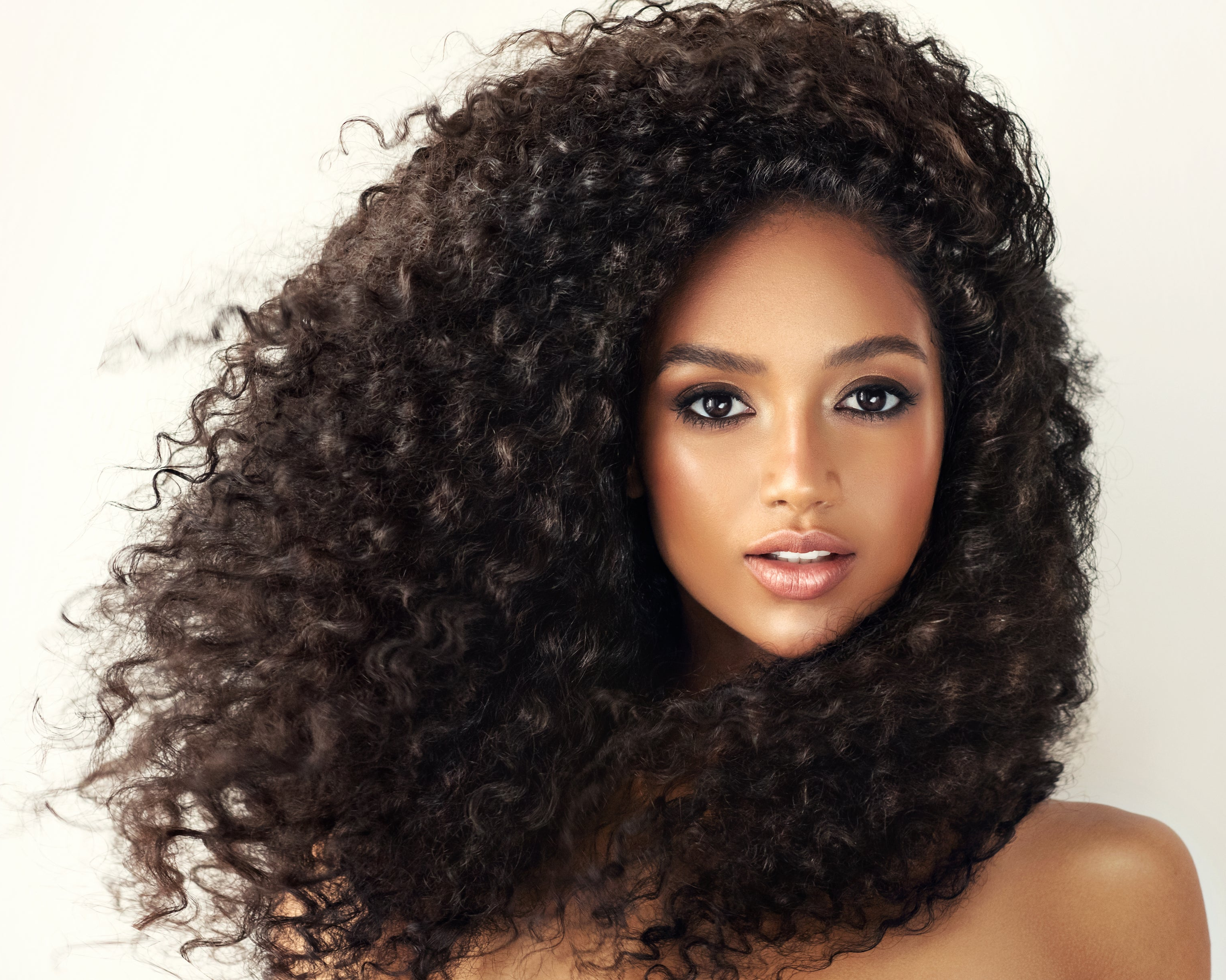 Woman with voluminous curly hair